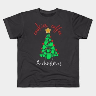 Cookies, Coffee, and Christmas Cup and Mug Tree - For Coffee lovers! Kids T-Shirt